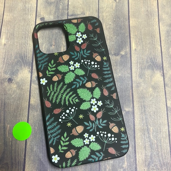 5for$10 Matte Black iPhone 12 Floral Phone Case Colored Flowers Spring Nuts - Picture 1 of 3